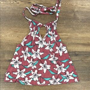 O'Neill Red and White Floral Top